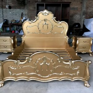 Tempat Tidur Ukir Jepara Gold Mewah Murah